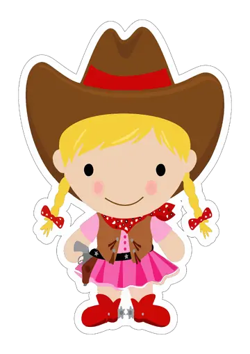 Menina Cowgirl Com Chapéu Marrom PNG