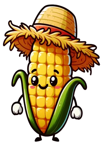 Milho Fofo com Chapéu de Palha PNG
