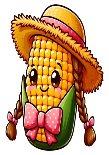 Milho com Laço Rosa e Tranças PNG