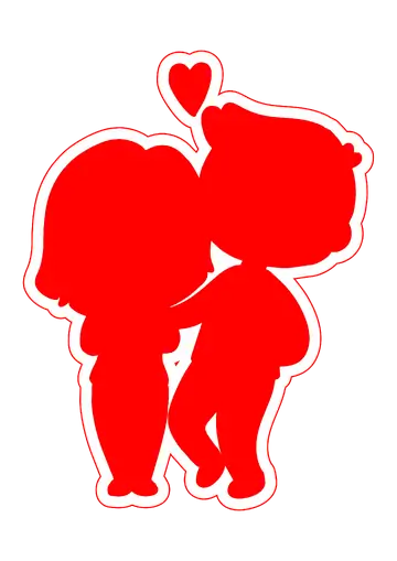 Casal Apaixonado Vermelho com Coração PNG