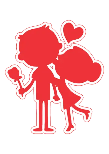 Casal Vermelho com Coração e Flor PNG