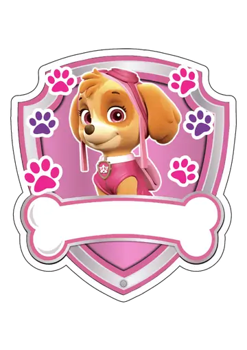 Skye Patrulha Canina com Escudo Rosa PNG
