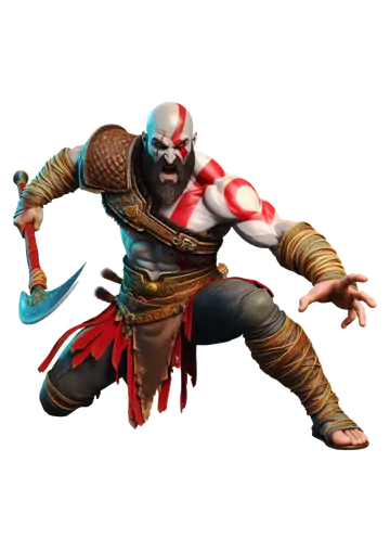 Kratos em Pose de Ataque PNG