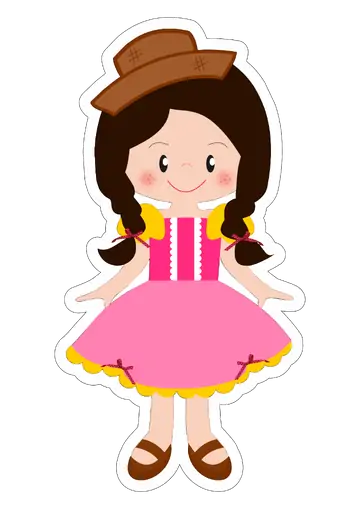 Menina Caipira com Vestido Rosa PNG