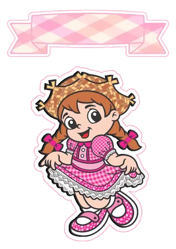 Topo de Bolo Menina Caipira Rosa PNG