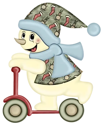Boneco de Neve no Patinete PNG