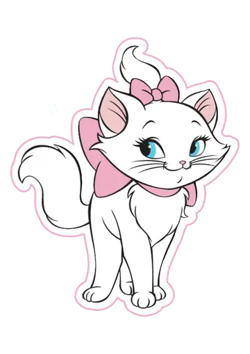 Gatinha Marie com Laço Rosa PNG
