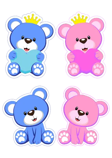 Ursos de Pelúcia Azul e Rosa PNG