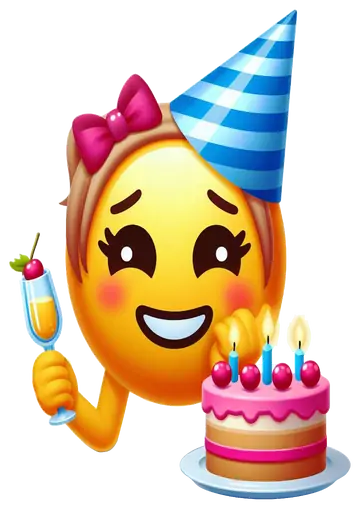 Emoji Menina com Bolo de Aniversário PNG
