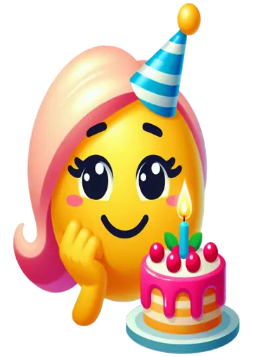 Emoji Menina com Bolo e Vela PNG