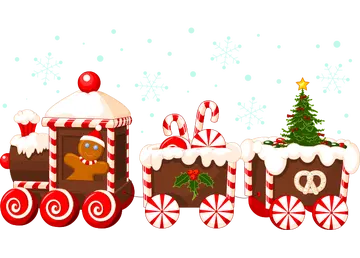 Trem de Natal com Bengala Doce PNG