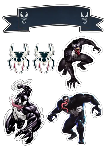 Kit Topo de Bolo Venom Homem-Aranha PNG