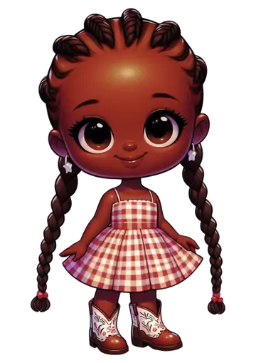Menina Caipira com Trancinhas e Botas PNG