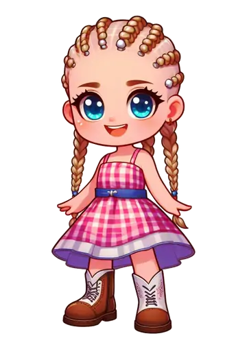 Menina Caipira com Tranças e Botas PNG