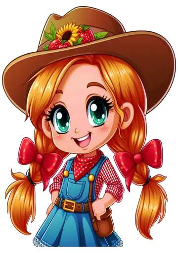Menina Caipira com Girassol no Chapéu PNG