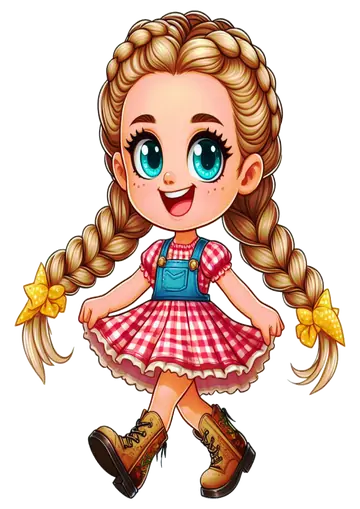 Menina Caipira de Tranças Longas PNG