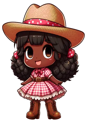 Menina Caipira de Cabelo Cacheado PNG