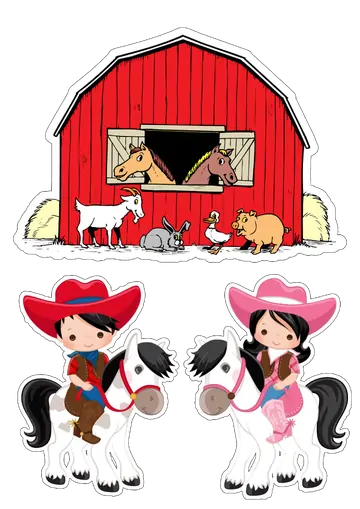 Topo de Bolo Fazendinha Cowboy PNG