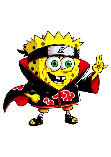 Bob Esponja com Roupa da Akatsuki PNG