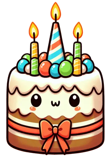 Bolo de Aniversário Fofo com Laço PNG