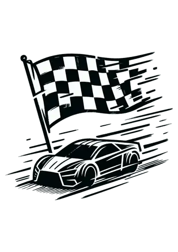 Carro de Corrida com Bandeira Quadriculada PNG
