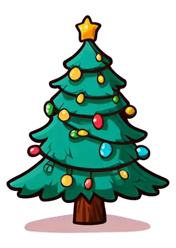 Arvore de Natal Estilo Cartoon PNG