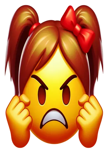 Emoji Menina Irritada com Laço PNG