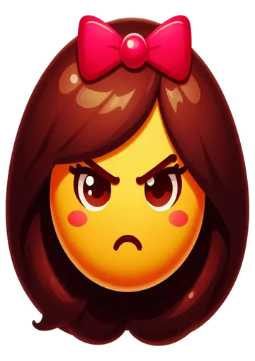 Emoji Menina com Laço e Raiva PNG