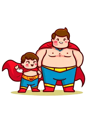 Super Pai e Filho Gordinhos PNG