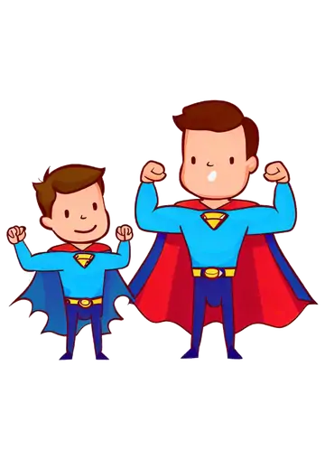 Super Pai e Filho Estilo Cartoon PNG