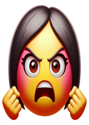 Emoji Mulher com Raiva Cabelo Escuro PNG