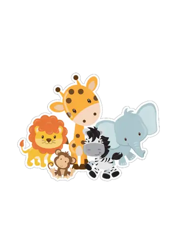 Turma de Animais do Safari Baby PNG