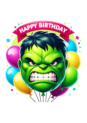 Hulk com Balões de Aniversário PNG