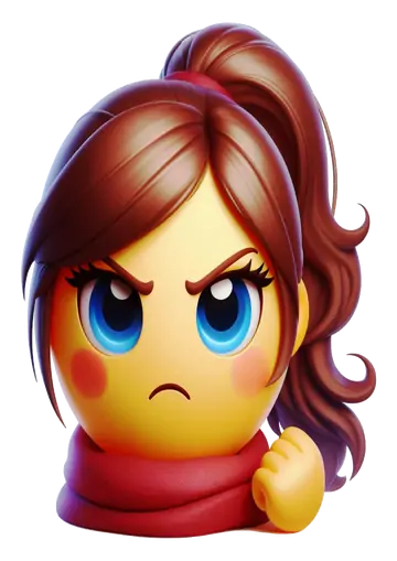 Emoji Mulher Brava com Cachecol Vermelho PNG