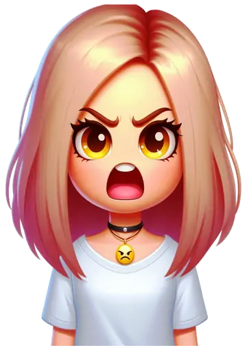 Emoji Mulher Loira Brava Gritando 3D PNG