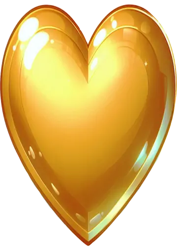 Coração Dourado Grande e Brilhante PNG