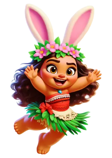 Moana Baby com Orelhas de Coelho PNG