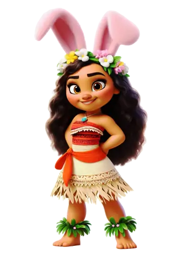 Moana em Pé com Orelhas de Coelho PNG