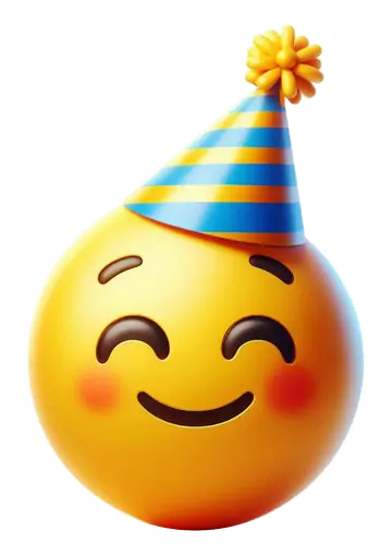 Emoji Sorrindo com Chapéu de Festa PNG