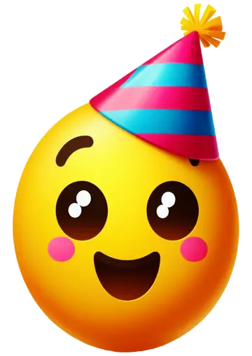 Emoji Feliz com Chapéu Colorido PNG
