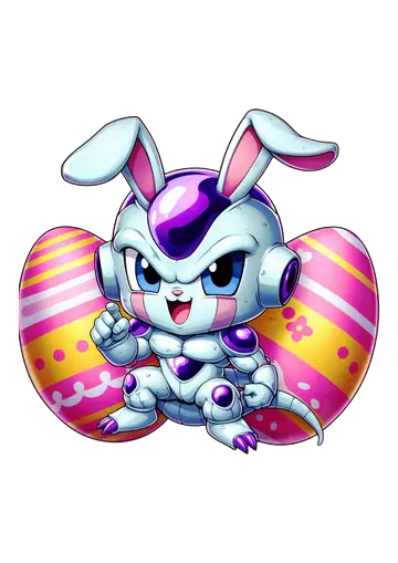 Freeza Coelhinho entre Ovos Páscoa PNG