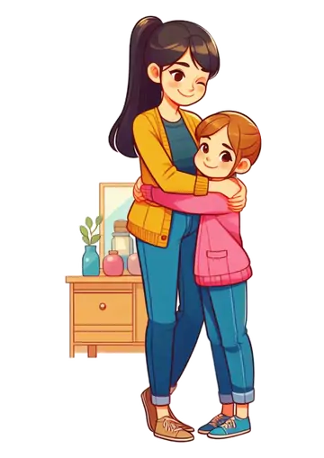 Mãe e Filha Abraço Fofo PNG