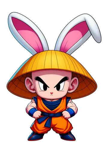 Krillin com Chapéu e Orelhas PNG