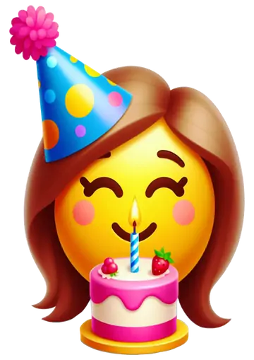 Emoji com Bolo de Aniversário PNG