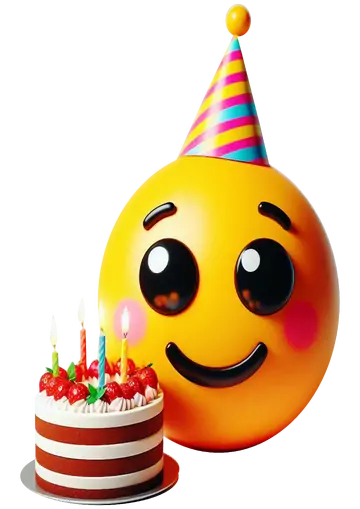 Emoji Feliz com Bolo Aniversário PNG