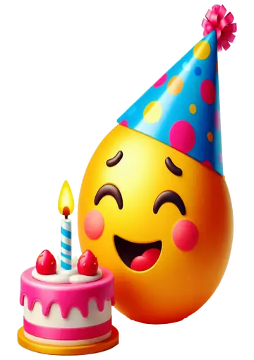 Emoji Feliz com Bolo e Vela PNG
