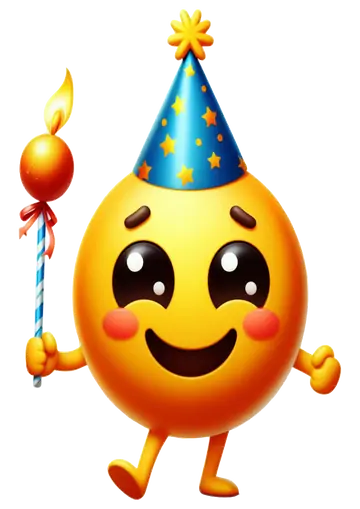 Emoji Feliz com Estrelas e Vela PNG