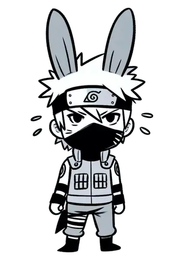 Kakashi Chibi com Orelhas Coelho PNG