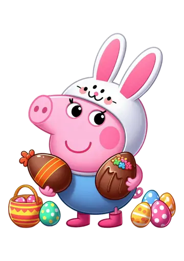 Peppa Pig com Ovos de Páscoa PNG