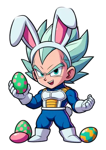 Vegeta Coelhinho da Páscoa Cabelo Azul PNG